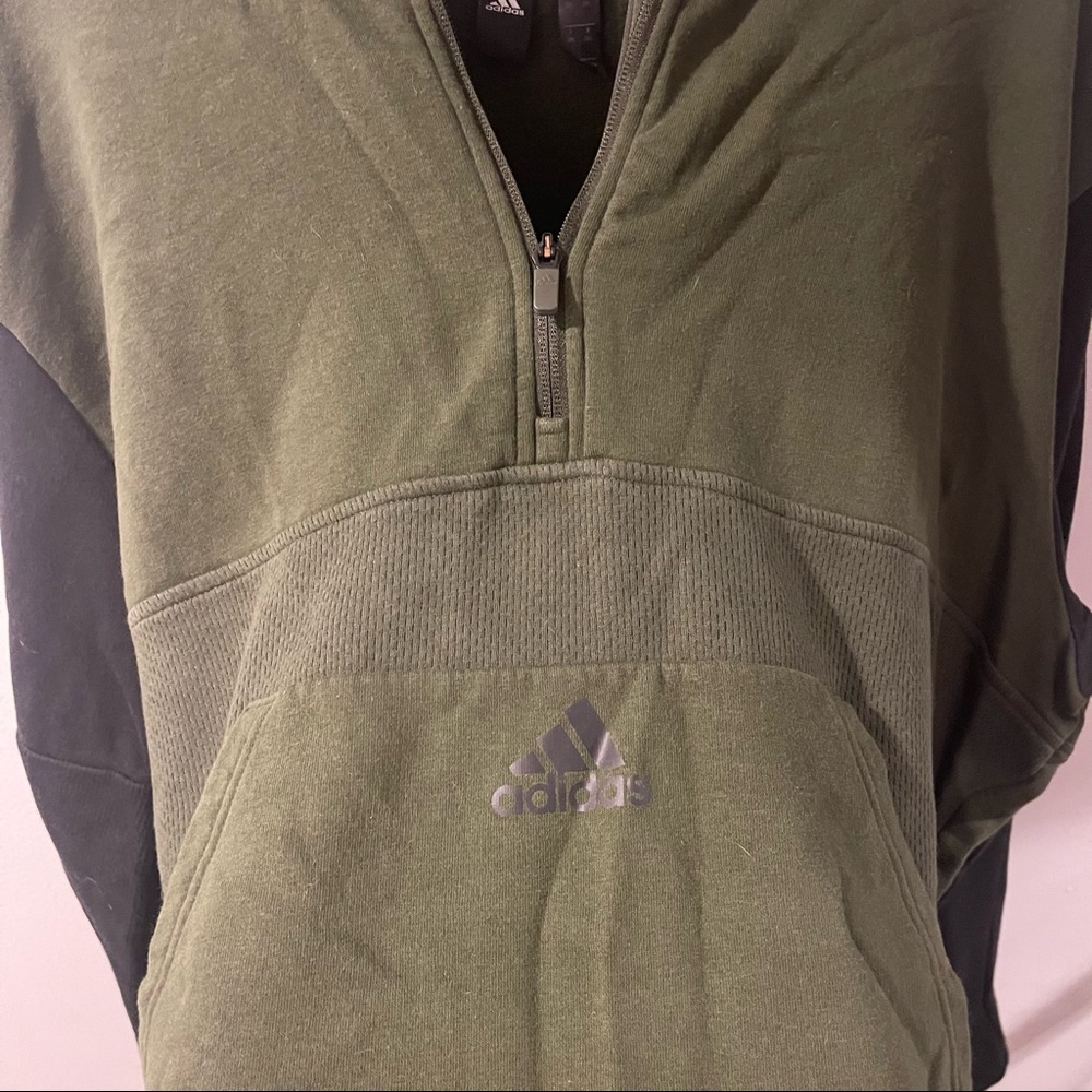 Like New Green & Black Adidas Hoodie with Stripe Sleeve